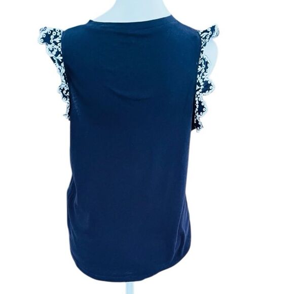 Kate Spade Navy Blue Ruffle Sleeve Top size small. - Picture 2 of 6